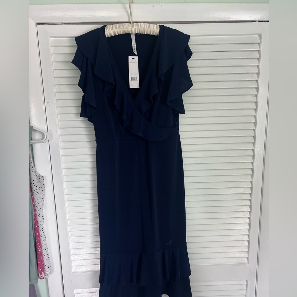 Flutter Sleeve Ruffle Neck Dress